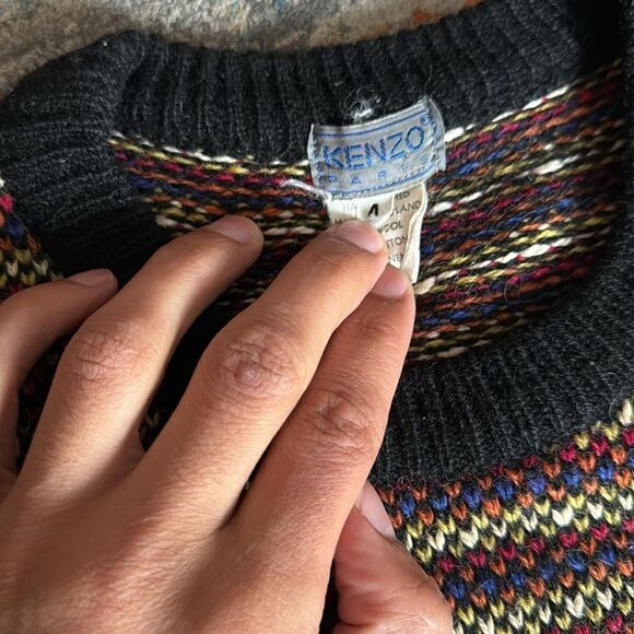 KENZO Vintage 80s Fairlsle Wool Knit Jumper Pullover Sweater - XL - Picture 3 of 5